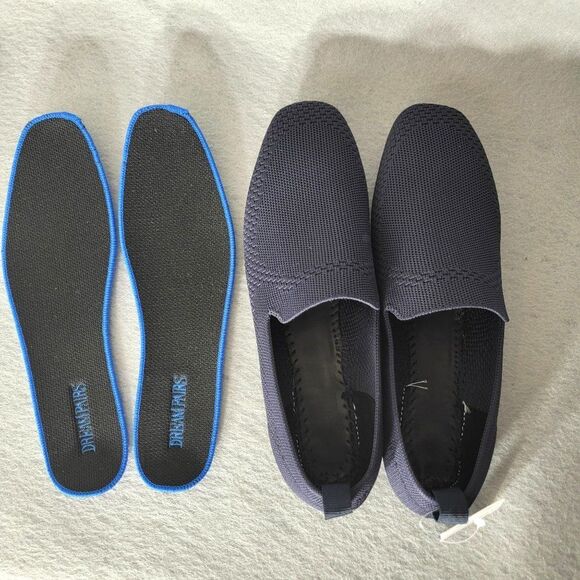 Dreampairs Recycled Slip On Round Toe Knitted Flats Women 7 Loafer Navy Blue New - Picture 9 of 13